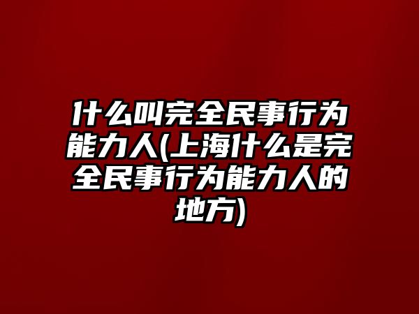 什么叫完全民事行為能力人(上海什么是完全民事行為能力人的地方)