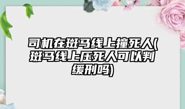 司機在斑馬線上撞死人(斑馬線上壓死人可以判緩刑嗎)