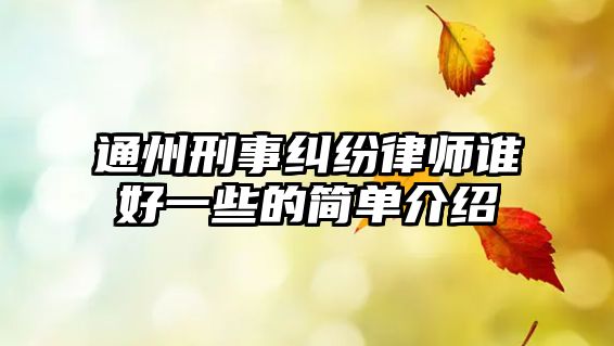 通州刑事糾紛律師誰(shuí)好一些的簡(jiǎn)單介紹