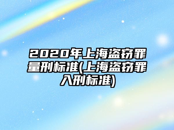 2020年上海盜竊罪量刑標準(上海盜竊罪入刑標準)