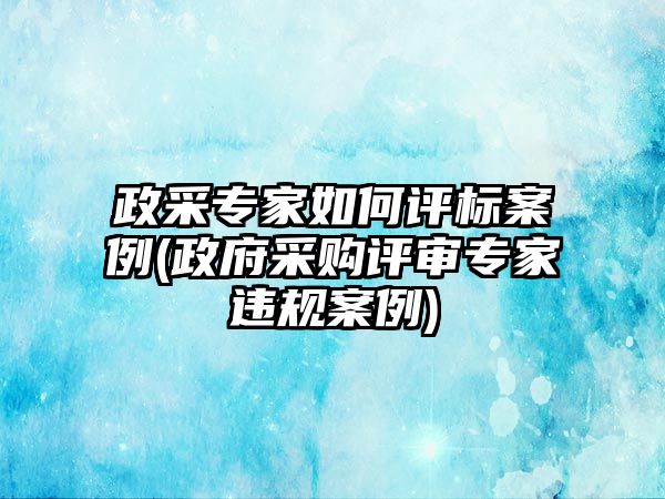 政采專家如何評標案例(政府采購評審專家違規案例)