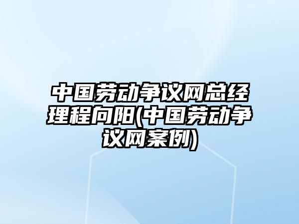 中國勞動爭議網總經理程向陽(中國勞動爭議網案例)