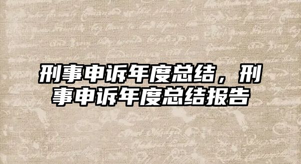 刑事申訴年度總結，刑事申訴年度總結報告