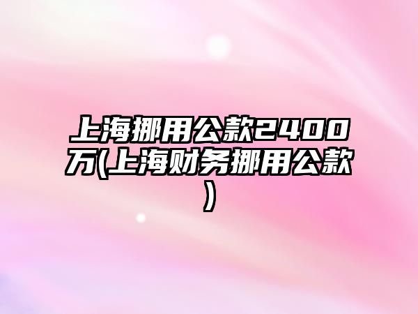 上海挪用公款2400萬(上海財務(wù)挪用公款)