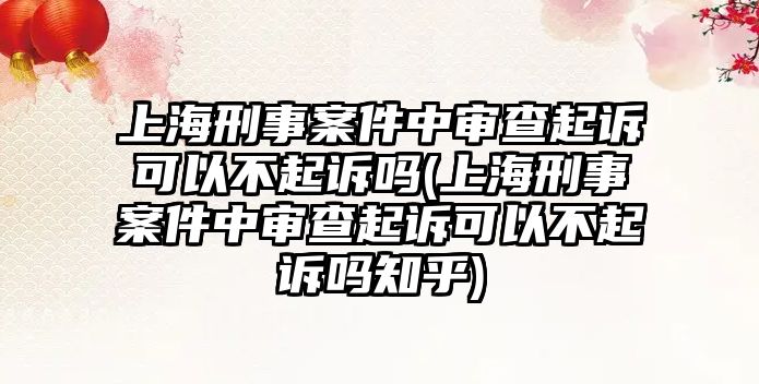 上海刑事案件中審查起訴可以不起訴嗎(上海刑事案件中審查起訴可以不起訴嗎知乎)