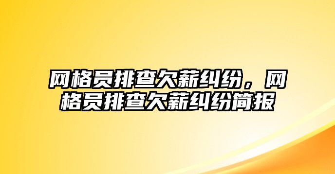 網格員排查欠薪糾紛，網格員排查欠薪糾紛簡報