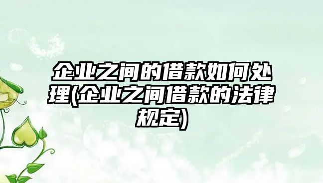 企業(yè)之間的借款如何處理(企業(yè)之間借款的法律規(guī)定)