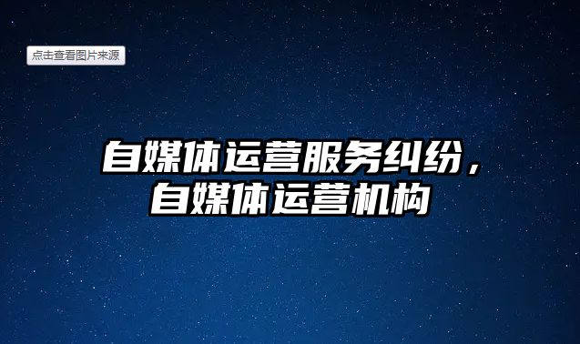 自媒體運營服務糾紛，自媒體運營機構