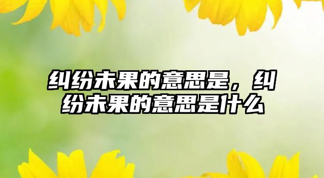 糾紛未果的意思是，糾紛未果的意思是什么