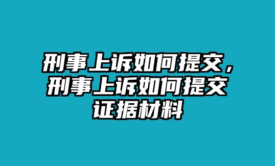 刑事上訴如何提交，刑事上訴如何提交證據(jù)材料