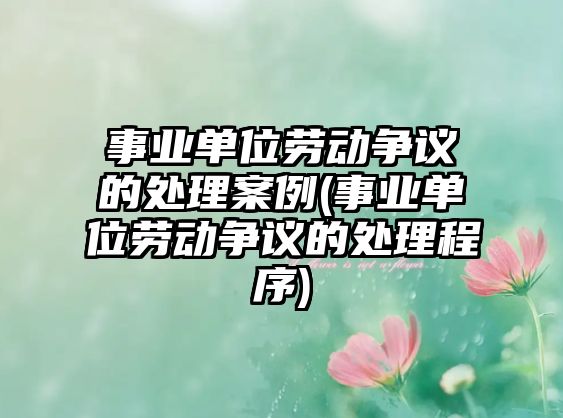 事業(yè)單位勞動(dòng)爭(zhēng)議的處理案例(事業(yè)單位勞動(dòng)爭(zhēng)議的處理程序)