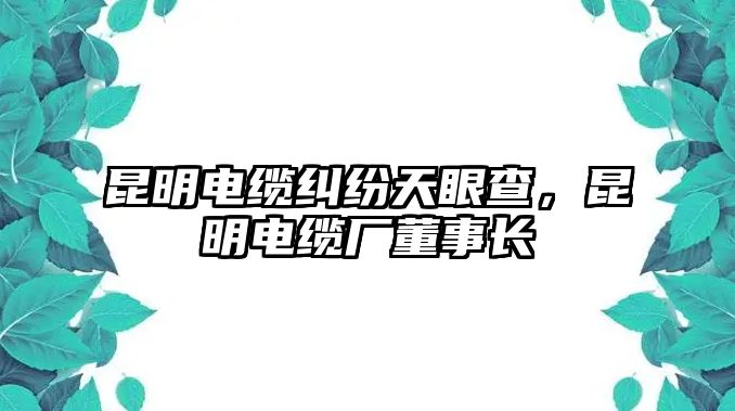 昆明電纜糾紛天眼查，昆明電纜廠董事長