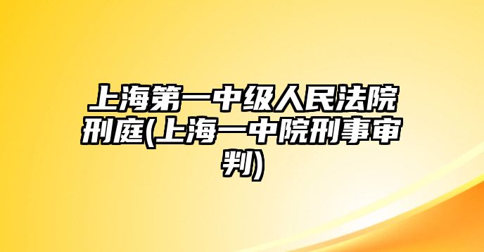 上海第一中級人民法院刑庭(上海一中院刑事審判)