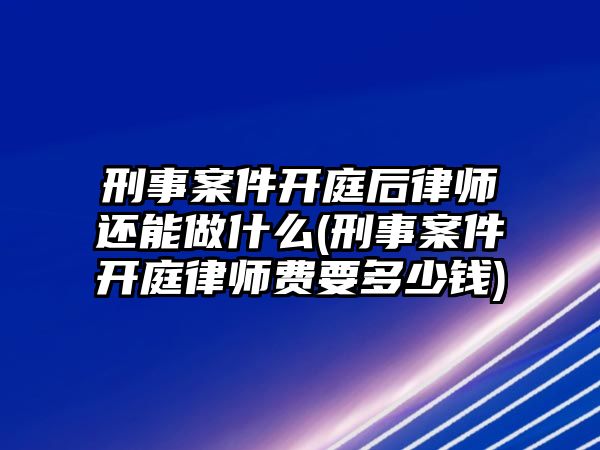 刑事案件開庭后律師還能做什么(刑事案件開庭律師費要多少錢)