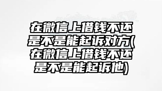 在微信上借錢不還是不是能起訴對方(在微信上借錢不還是不是能起訴他)