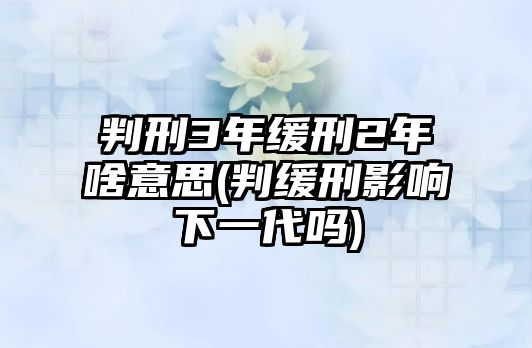 判刑3年緩刑2年啥意思(判緩刑影響下一代嗎)