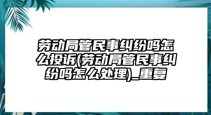 勞動(dòng)局管民事糾紛嗎怎么投訴(勞動(dòng)局管民事糾紛嗎怎么處理)_重復(fù)