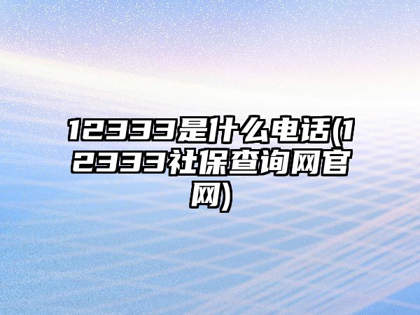 12333是什么電話(12333社保查詢網官網)