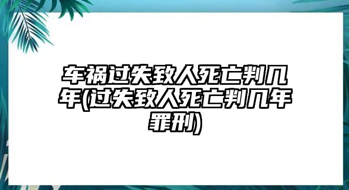 車禍過失致人死亡判幾年(過失致人死亡判幾年罪刑)