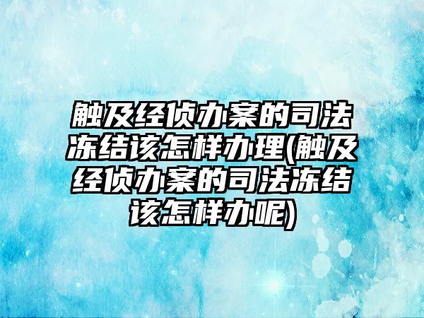 觸及經偵辦案的司法凍結該怎樣辦理(觸及經偵辦案的司法凍結該怎樣辦呢)