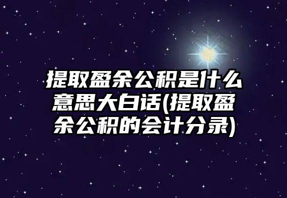 提取盈余公積是什么意思大白話(提取盈余公積的會計分錄)