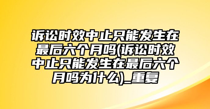 訴訟時(shí)效中止只能發(fā)生在最后六個(gè)月嗎(訴訟時(shí)效中止只能發(fā)生在最后六個(gè)月嗎為什么)_重復(fù)