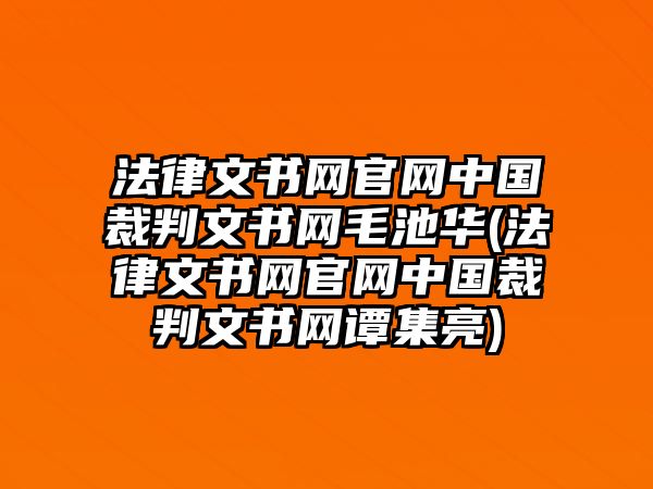 法律文書網官網中國裁判文書網毛池華(法律文書網官網中國裁判文書網譚集亮)