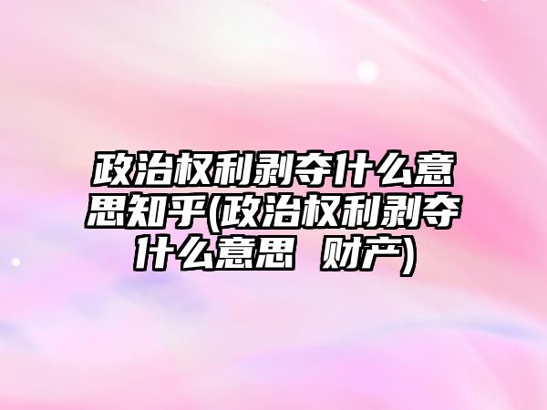 政治權利剝奪什么意思知乎(政治權利剝奪什么意思 財產)