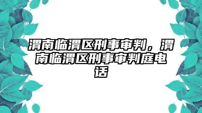 渭南臨渭區(qū)刑事審判，渭南臨渭區(qū)刑事審判庭電話