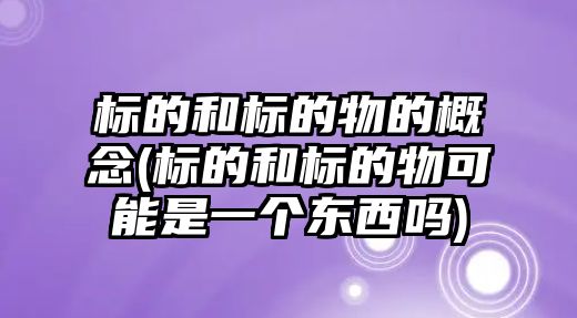 標的和標的物的概念(標的和標的物可能是一個東西嗎)