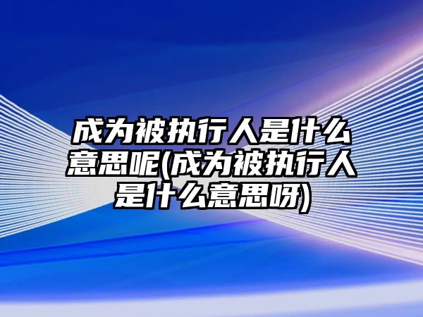 成為被執(zhí)行人是什么意思呢(成為被執(zhí)行人是什么意思呀)