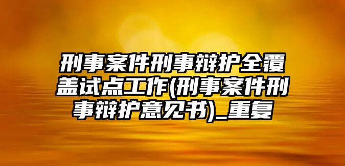 刑事案件刑事辯護全覆蓋試點工作(刑事案件刑事辯護意見書)_重復