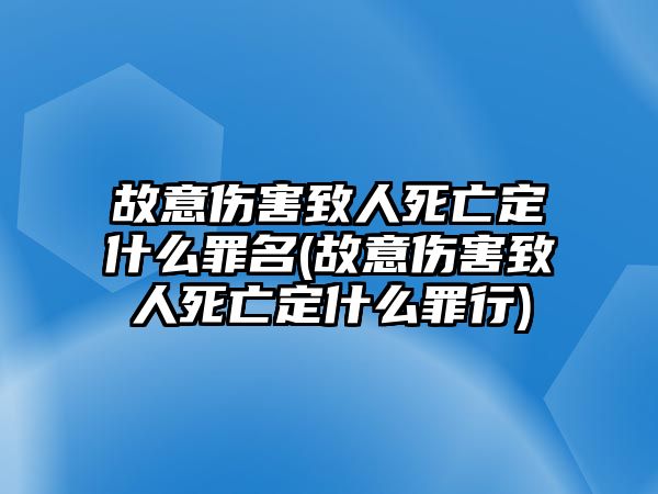 故意傷害致人死亡定什么罪名(故意傷害致人死亡定什么罪行)