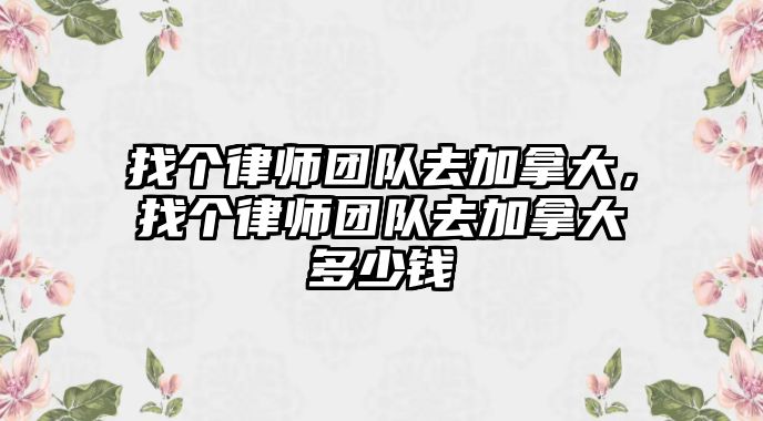 找個律師團隊去加拿大，找個律師團隊去加拿大多少錢