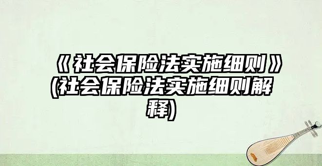 《社會保險法實施細則》(社會保險法實施細則解釋)