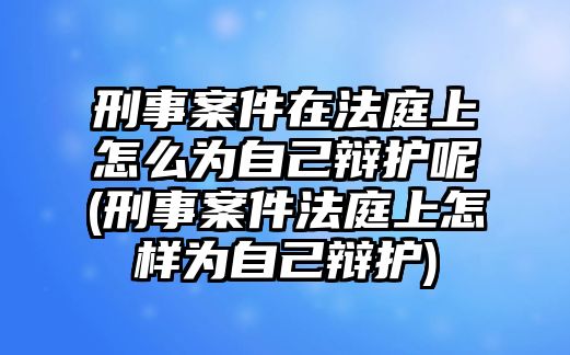 刑事案件在法庭上怎么為自己辯護(hù)呢(刑事案件法庭上怎樣為自己辯護(hù))