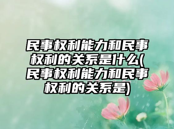 民事權利能力和民事權利的關系是什么(民事權利能力和民事權利的關系是)