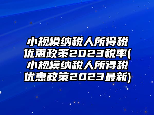 小規模納稅人所得稅優惠政策2023稅率(小規模納稅人所得稅優惠政策2023最新)