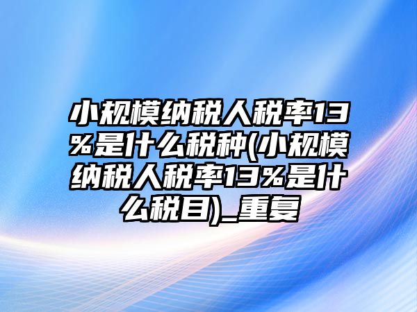 小規模納稅人稅率13%是什么稅種(小規模納稅人稅率13%是什么稅目)_重復