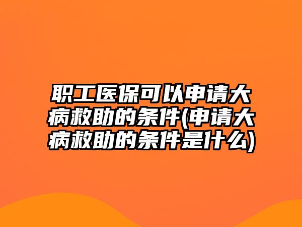 職工醫?？梢陨暾埓蟛【戎臈l件(申請大病救助的條件是什么)