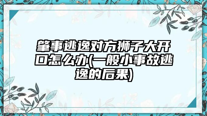 肇事逃逸對(duì)方獅子大開口怎么辦(一般小事故逃逸的后果)