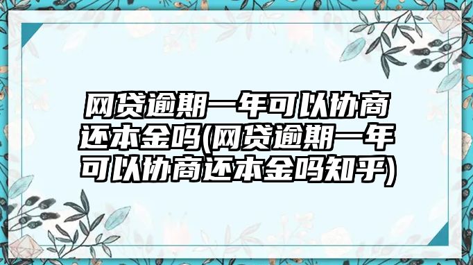 網貸逾期一年可以協商還本金嗎(網貸逾期一年可以協商還本金嗎知乎)