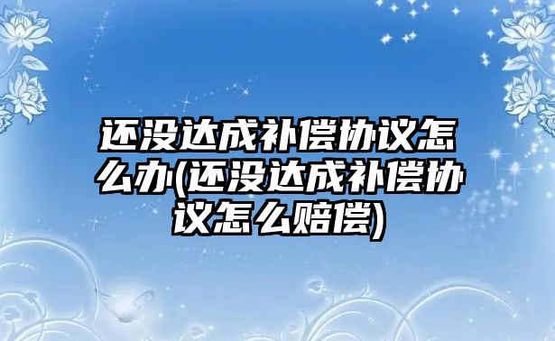 還沒達(dá)成補償協(xié)議怎么辦(還沒達(dá)成補償協(xié)議怎么賠償)