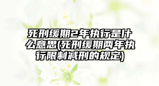 死刑緩期2年執行是什么意思(死刑緩期兩年執行限制減刑的規定)