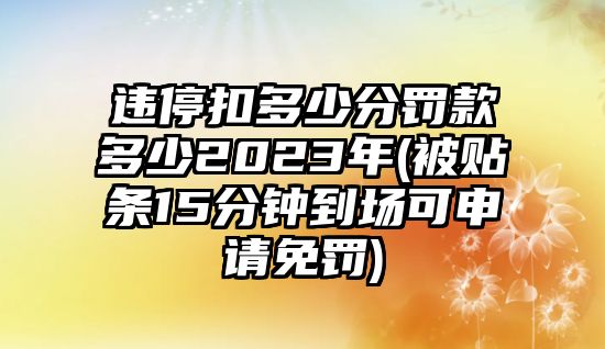 違?？鄱嗌俜至P款多少2023年(被貼條15分鐘到場可申請免罰)