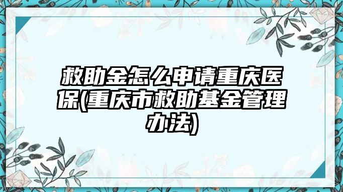 救助金怎么申請重慶醫(yī)保(重慶市救助基金管理辦法)