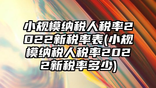 小規模納稅人稅率2022新稅率表(小規模納稅人稅率2022新稅率多少)