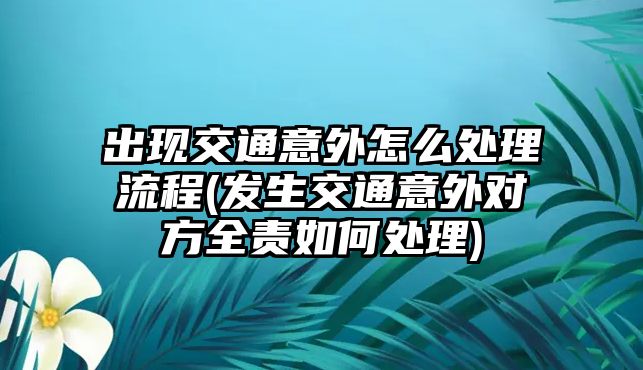 出現交通意外怎么處理流程(發生交通意外對方全責如何處理)