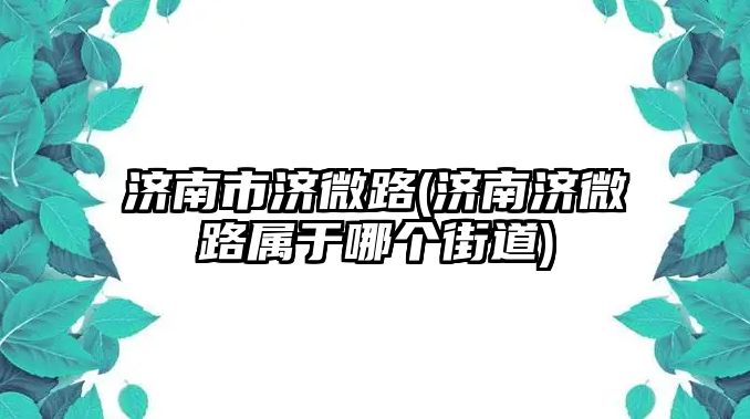 濟南市濟微路(濟南濟微路屬于哪個街道)