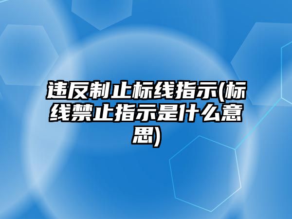 違反制止標線指示(標線禁止指示是什么意思)